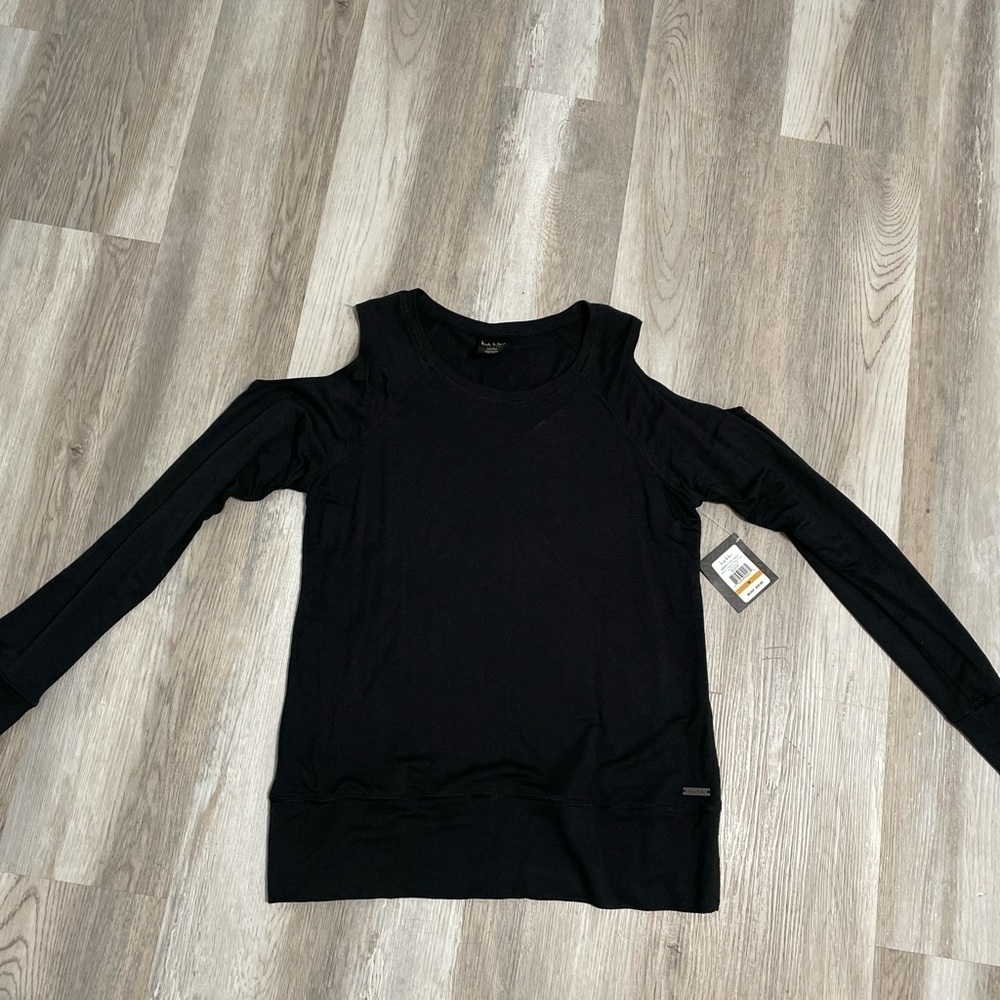 Nicole Miller Active French Terry Cold Shoulder Top​​